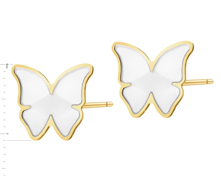 Złote kolczyki z masą perłową - motyle