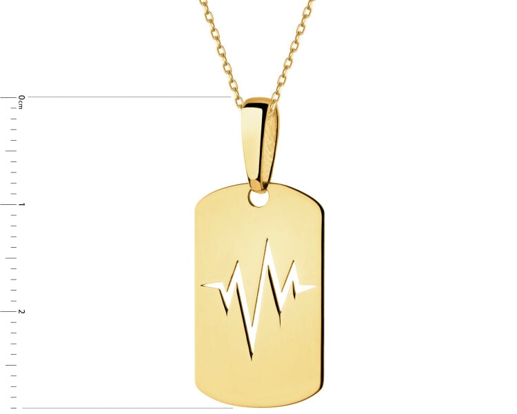 Złota zawieszka - nieśmiertelnik, EKG serca