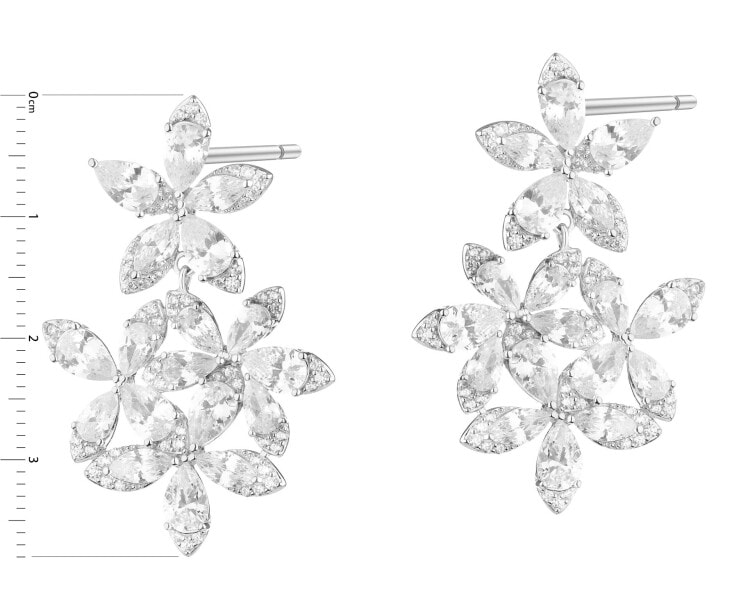 Kolczyki srebrne z cyrkoniami - kwiaty