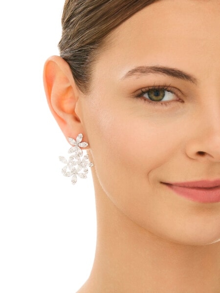 Kolczyki srebrne z cyrkoniami - kwiaty