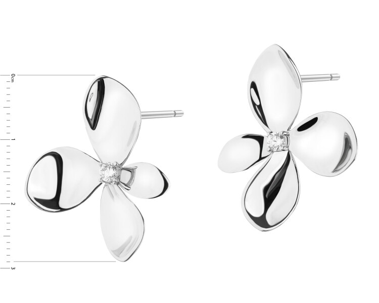 Kolczyki srebrne z cyrkoniami - kwiaty