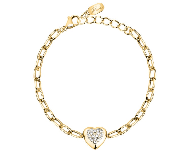Bransoletka ze stali szlachetnej z cyrkoniami - serce, Karl Lagerfeld