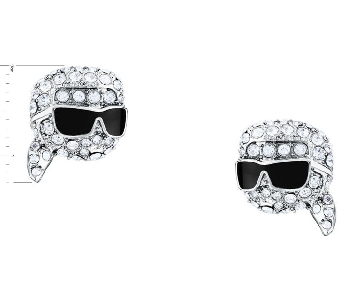 Náušnice z ušlechtilé oceli se zirkony a smaltem - Karl Lagerfeld