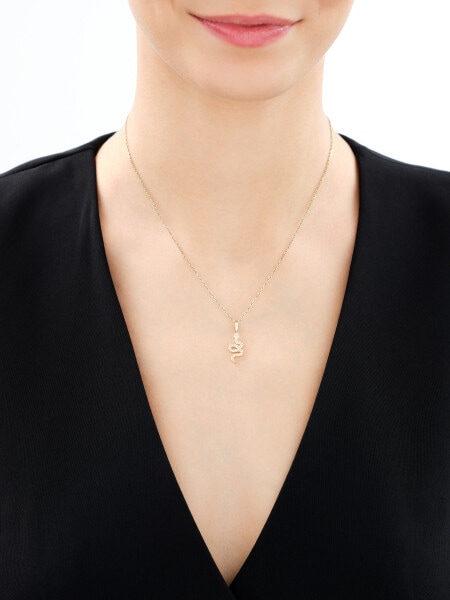 Złota zawieszka z cyrkoniami - wąż