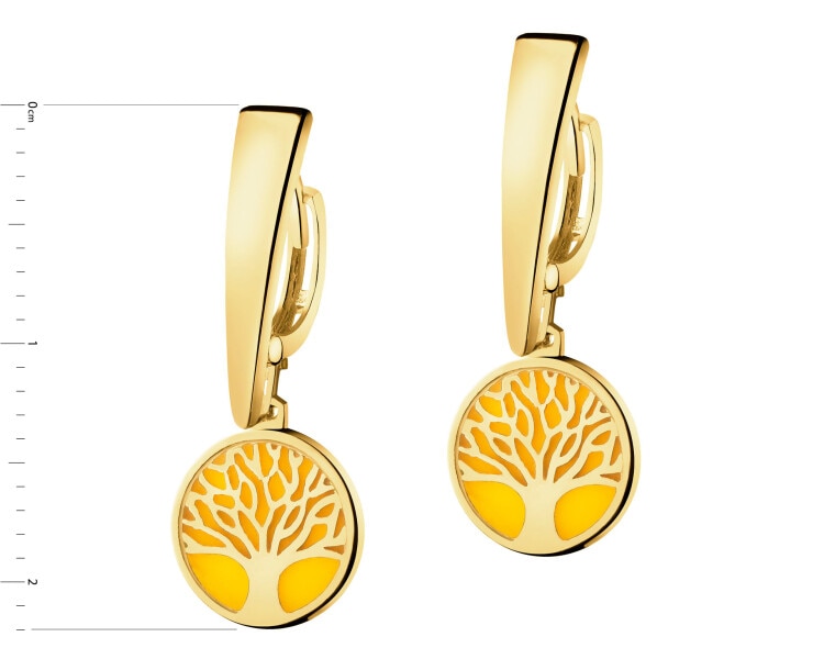 Złote kolczyki z emalią - drzewka