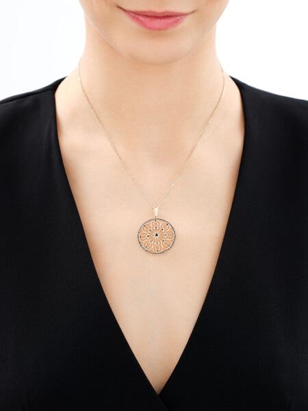 Złota zawieszka z cyrkoniami - rozeta