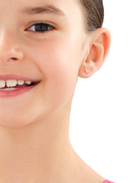 Zlaté náušnice se smaltem - motýli