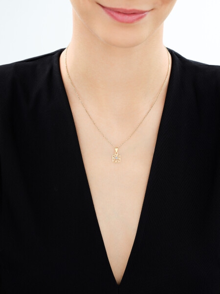 Złota zawieszka z cyrkonią