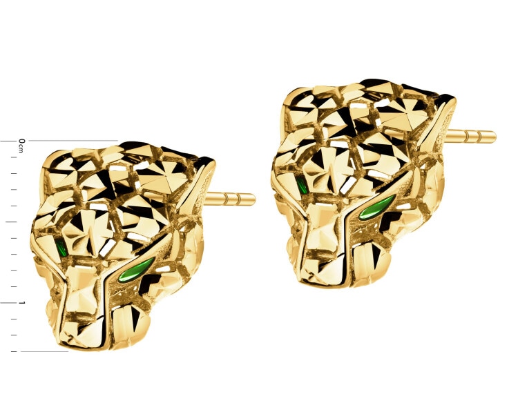 Złote kolczyki z emalią - pumy