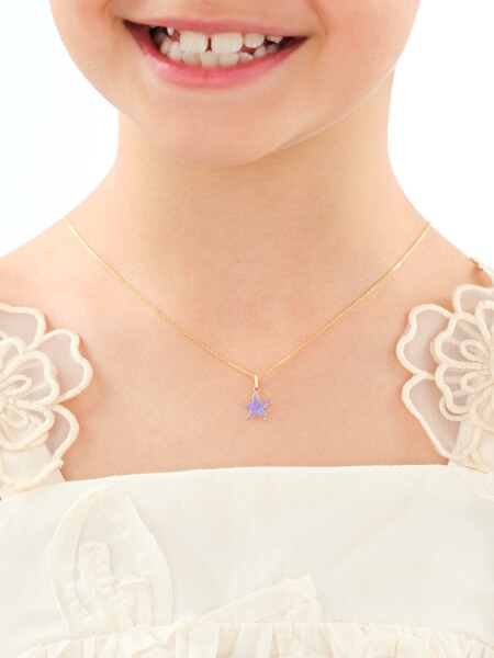 Złota zawieszka z emalią - rozgwiazda