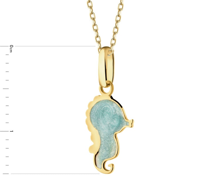 Zlatý přívěsek se smaltem - mořský koník