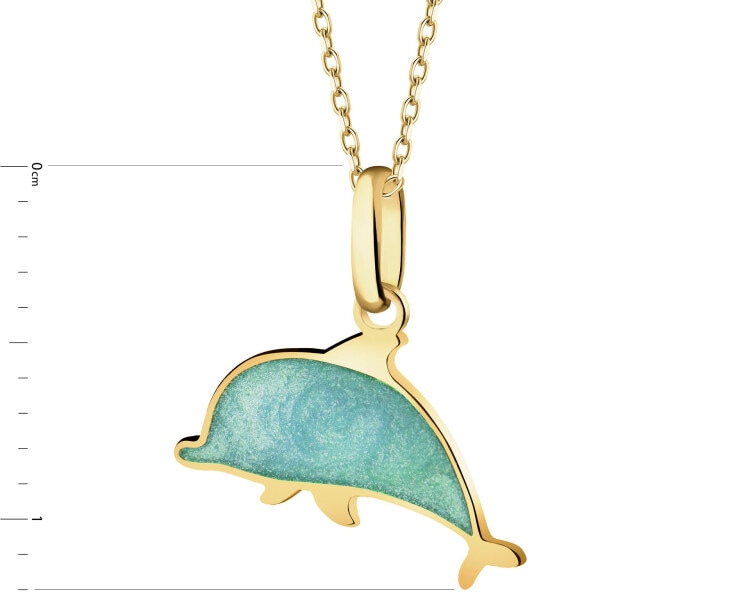 Zlatý přívěsek se smaltem - delfín