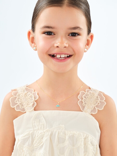 Złota zawieszka  z emalią - delfin