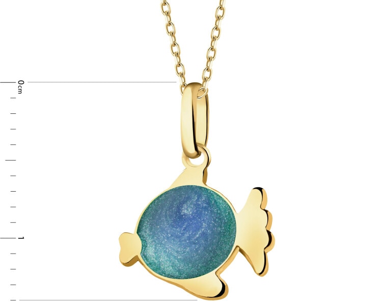 Zlatý přívěsek se smaltem - ryba