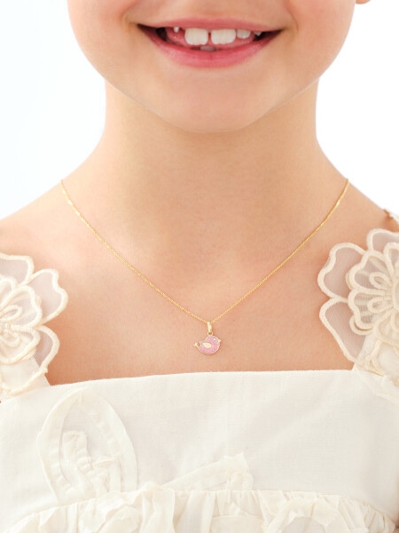 Złota zawieszka z emalią - ptak