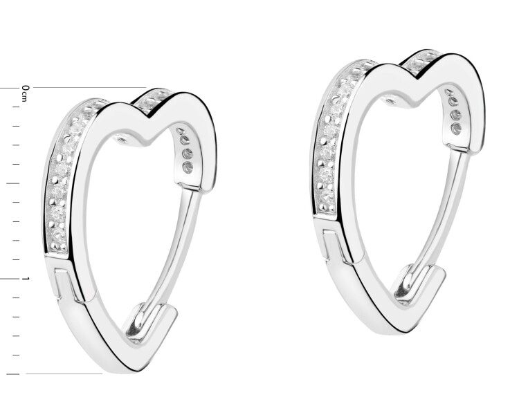 Stříbrné náušnice se zirkony - srdce