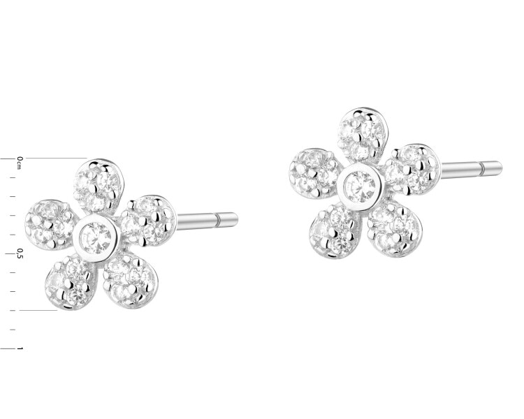Kolczyki srebrne z cyrkoniami - kwiaty