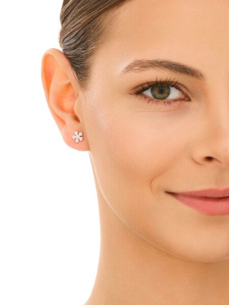 Kolczyki srebrne z cyrkoniami - kwiaty