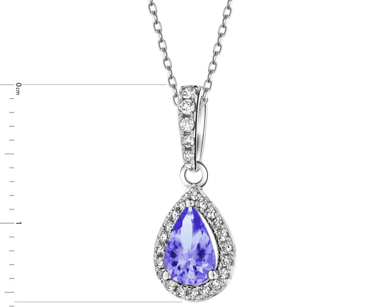 Zawieszka z białego złota z diamentami i tanzanitem - próba 585