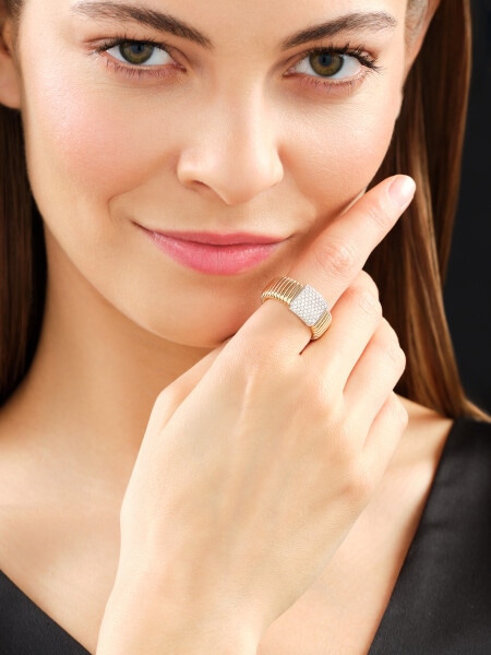 Prsten ze žlutého a bílého zlata s brilianty - 0,51 ct - ryzost 750
