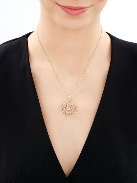 Złota zawieszka z cyrkoniami - rozeta