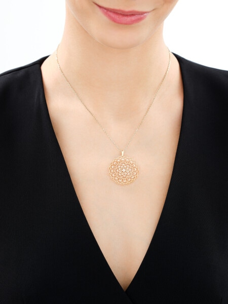 Złota zawieszka z cyrkoniami - rozeta