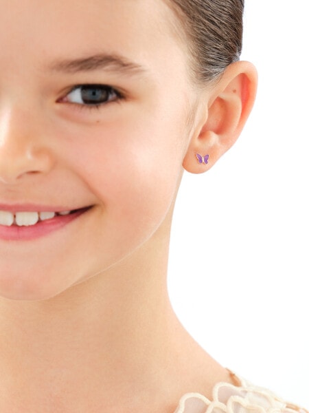 Zlaté náušnice se smaltem - motýli