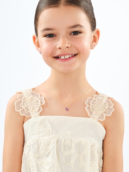 Zlaté náušnice se smaltem - motýli