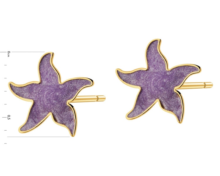 Zlaté náušnice se smaltem – hvězdice