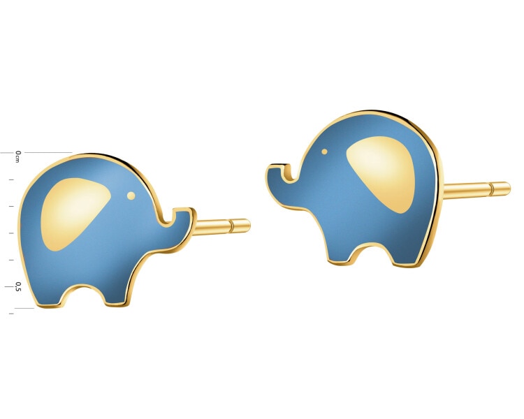 Zlaté náušnice se smaltem – sloni