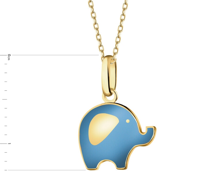 Złota zawieszka z emalią - słoń