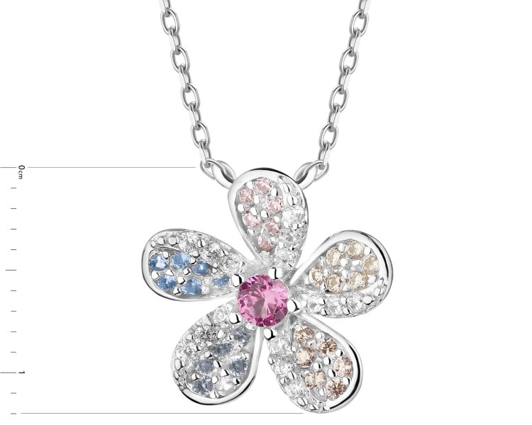 Naszyjnik srebrny z cyrkoniami - kwiat