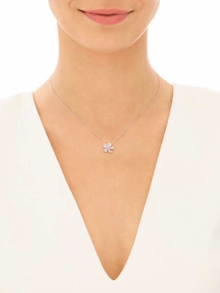 Naszyjnik srebrny z cyrkoniami - kwiat
