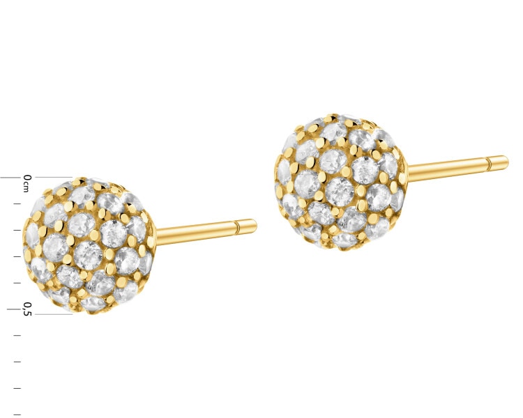 Złote kolczyki z cyrkoniami - kulki