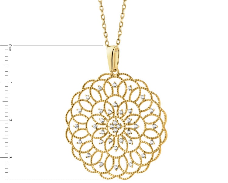 Złota zawieszka z cyrkoniami - rozeta