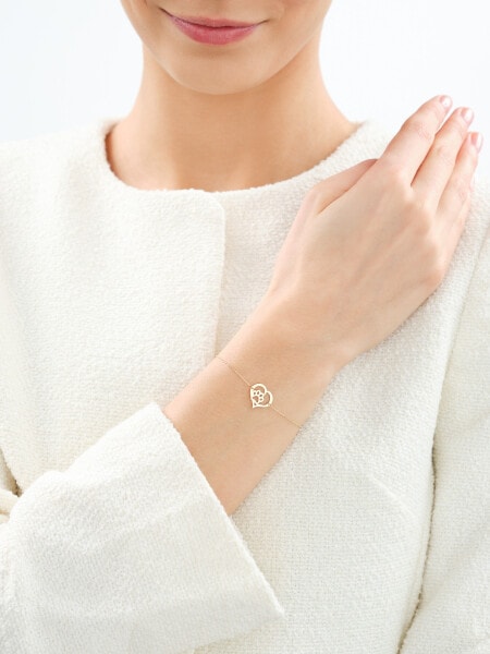 Złota bransoletka - serce, łapka