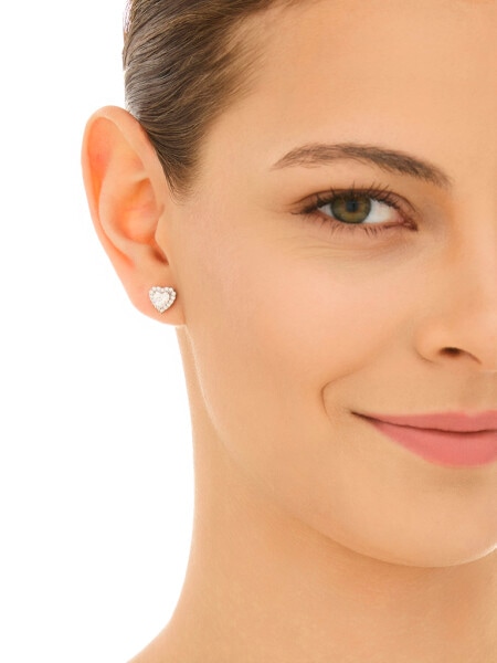 Srebrne kolczyki i zawieszka z cyrkoniami - komplet - serca