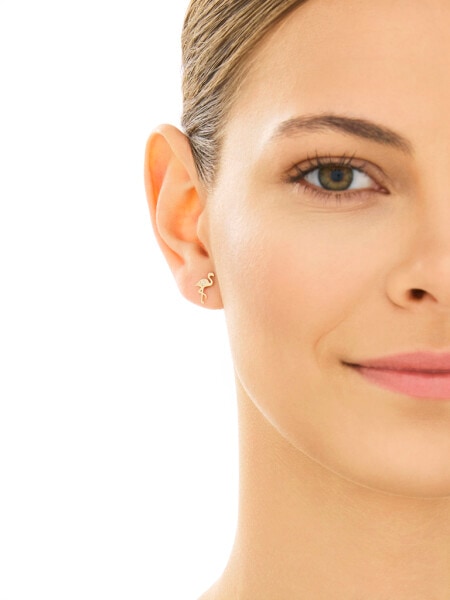 Złote kolczyki z cyrkoniami - flamingi