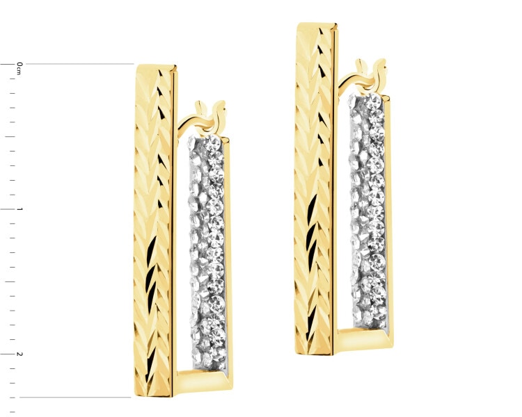 Złote kolczyki, szkło szlifowane