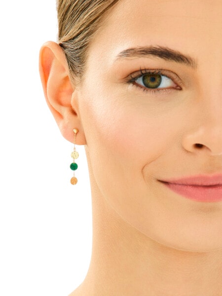 Złote kolczyki z malachitami syntetycznymi