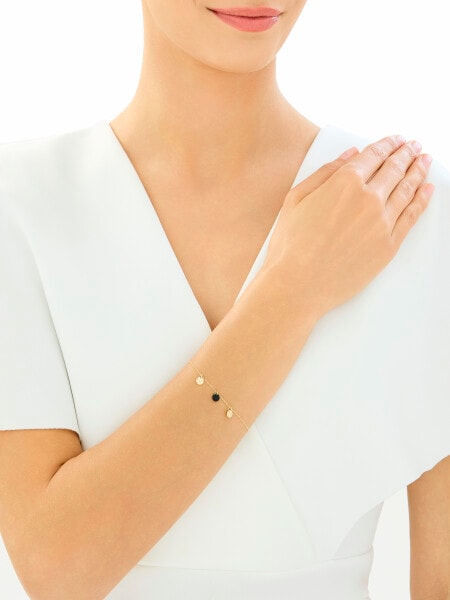 Złota bransoletka z onyksem syntetycznym - koła