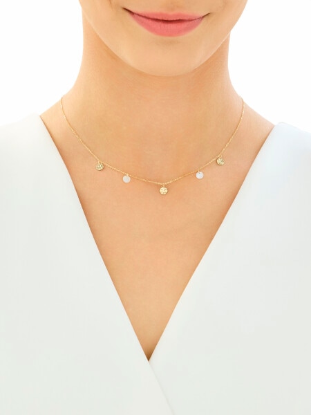 Złoty naszyjnik z masą perłową - koła