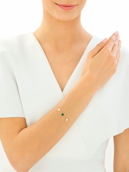 Złota bransoletka z malachitem syntetycznym - koła