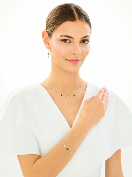 Złota bransoletka z malachitem syntetycznym - koła