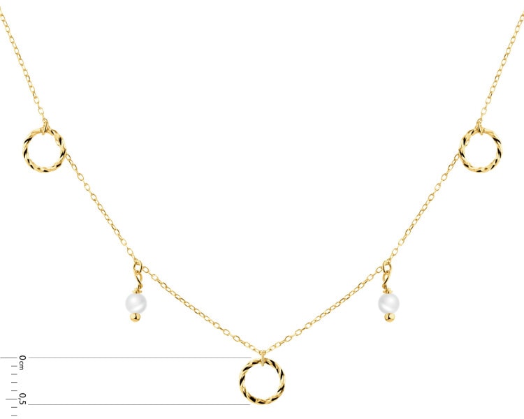 Złoty naszyjnik z perłami - koła