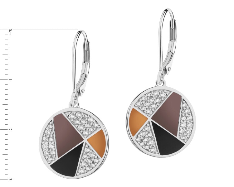 Kolczyki srebrne z cyrkoniami i emalią - koła