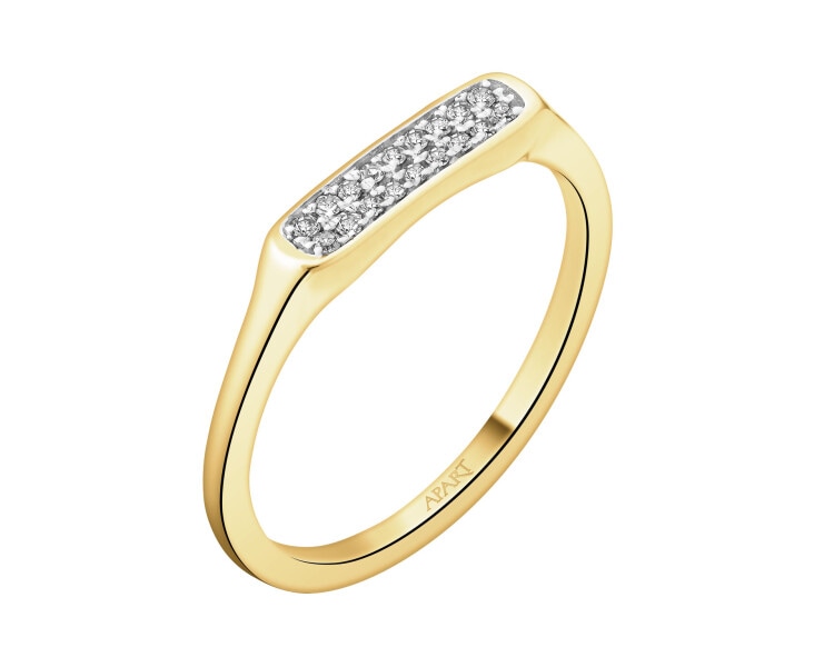 Pierścionek z żółtego złota z diamentami - 0,05 ct - próba 585