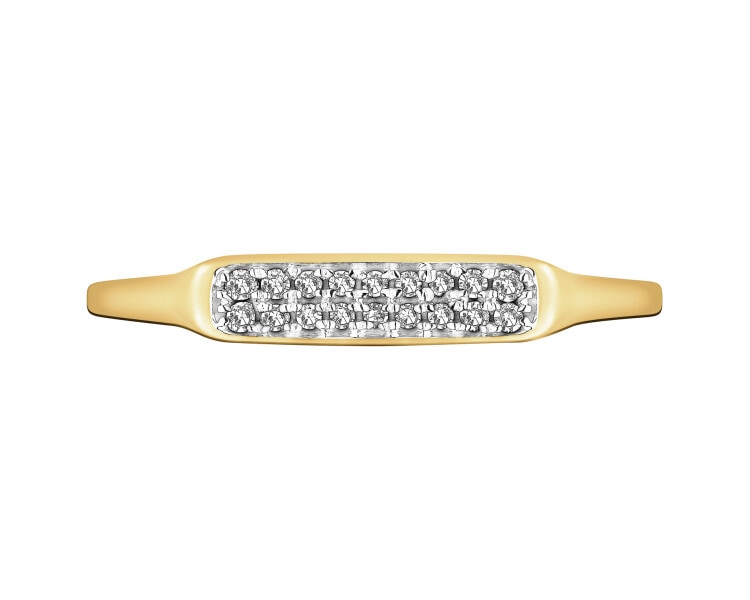 Pierścionek z żółtego złota z diamentami - 0,05 ct - próba 585