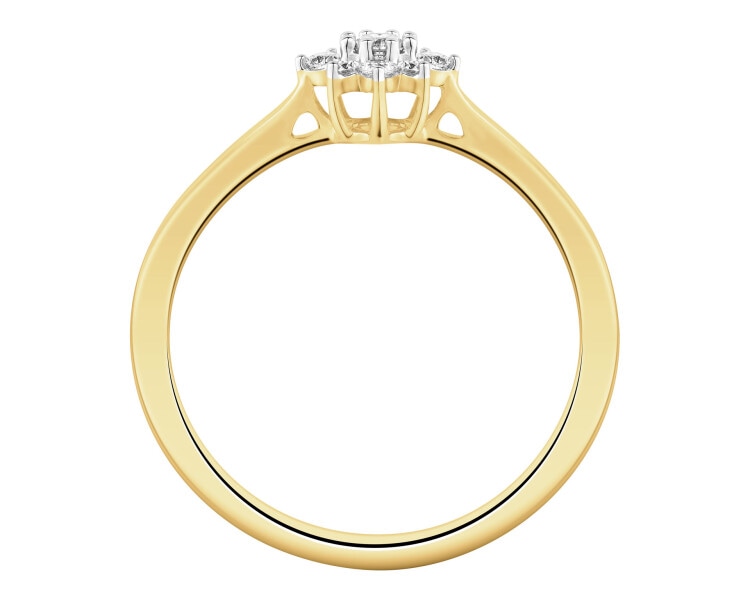 Pierścionek z żółtego złota z brylantami - 0,15 ct - próba 585