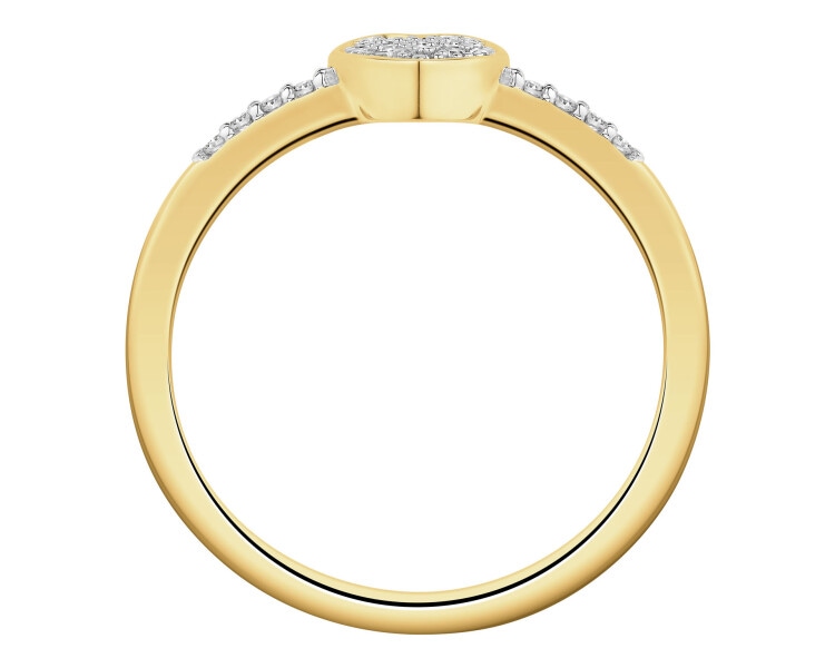 Pierścionek z żółtego złota z diamentami - serce - 0,07 ct - próba 585
